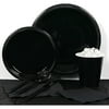 Black Velvet Plastic Tableware Party Pack for 20 Black Party Supply Sets, 183 Pieces