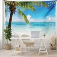 thumbnail image 6 of Ocean Tapestry, Exotic Beach Water and Palm Tree by the Shore Clear Sky Landscape Image, Fabric Wall Hanging Decor for Bedroom Living Room Dorm, 5 Sizes, Green Blue White, by Ambesonne, 6 of 9