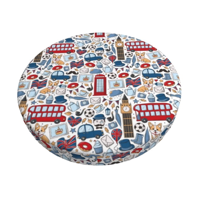 Kdxio London Symbols1 Imprimé Housse Élastique pour Tabouret de Bar Housse de Tabouret Personnalisée Lavable pour Barbier Bar à Domicile Cuisine-14 Pouces