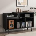 thumbnail image 1 of Support de Tourne-Disque avec Station de Charge et Ports USB, Support de Plateau Tournant Mi-Siècle pour jusqu'à 300 Albums, 1 of 5