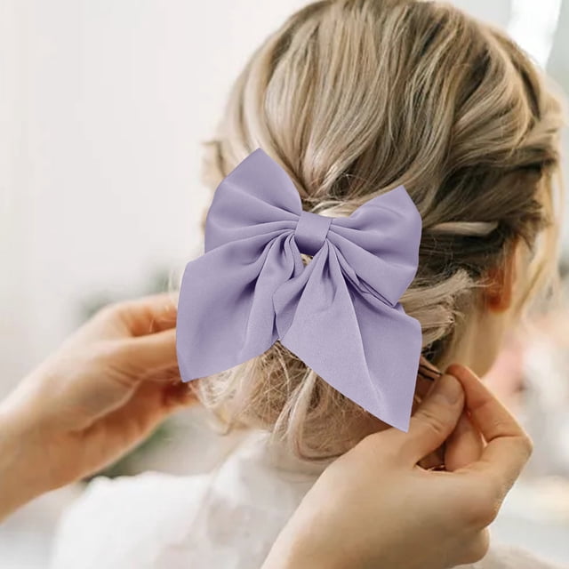 WIFKLSIIPG Solid Color Bow Bill Clip Hair Card Female Hair Net Red Candy Color Cute Wind Hair Accessories Back Hair