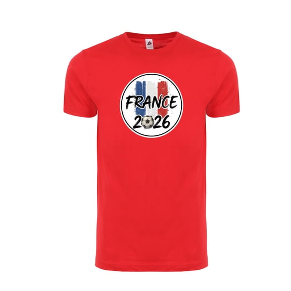 France Soccer T-Shirt WC 2026 | Adult Unisex Cotton Tee | France Football Fan Shirt | World Soccer Fan Apparel - Red - S