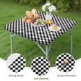 thumbnail image 4 of Black and White Checkered Pattern Square Fitted Tablecloth with Elastic Edge,Square Table Cover,Washable Elastic Table Cover for Home Kitchen Party Decor 34"x34", 4 of 6