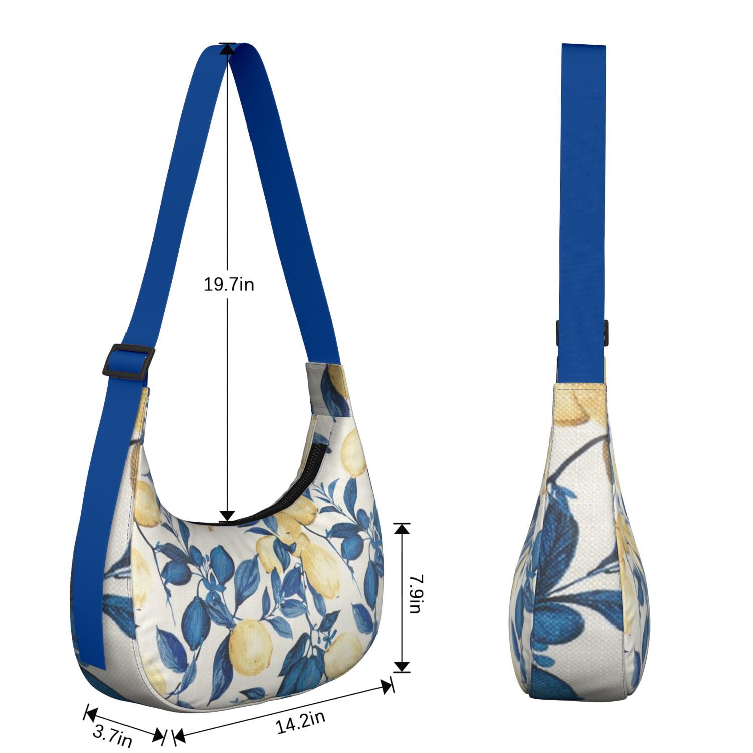 Fresh Lemon Floral Print Crossbody Tote Bag for Women, Summer Fruit Shoulder Purse, Lightweight & Water-Resistant Hobo Handbag, Large Capacity for Daily Use