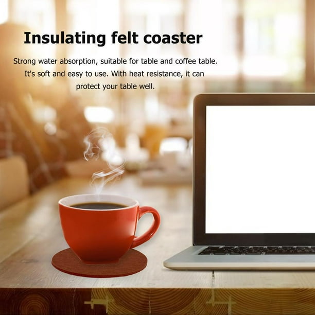 Posavasos redondos de fieltro para 20 piezasposavasos resistentes al calor para café y té (D marrón)