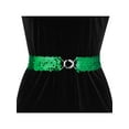 thumbnail image 4 of INSPIRE CHIC Women's Shimmer Skinny Stretchy Waist Belts Sequins Decor Elastic Belts for Dresses Green, 4 of 6