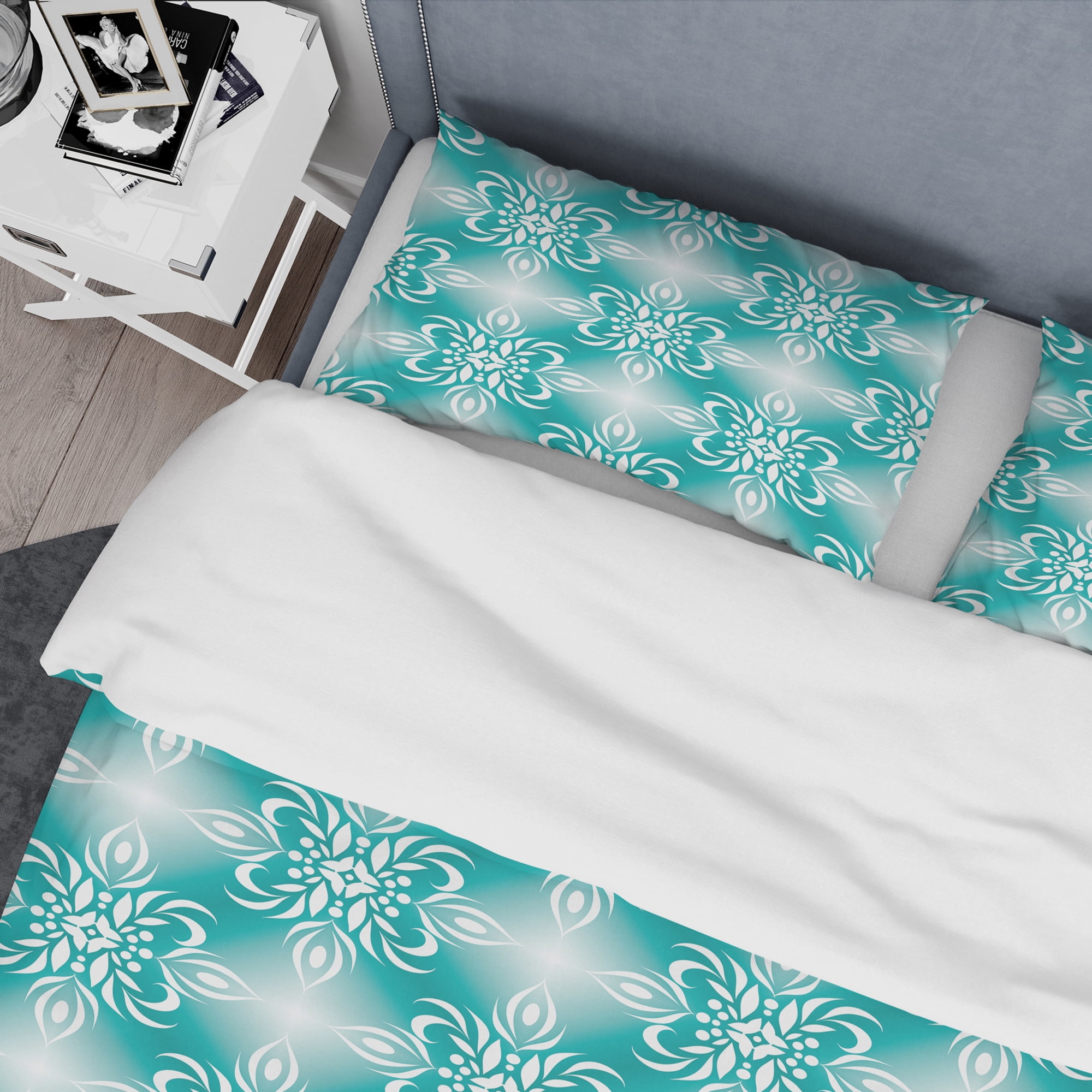 Designart 'Retro Turquoise Pattern' Mid-Century Modern Duvet Cover Set