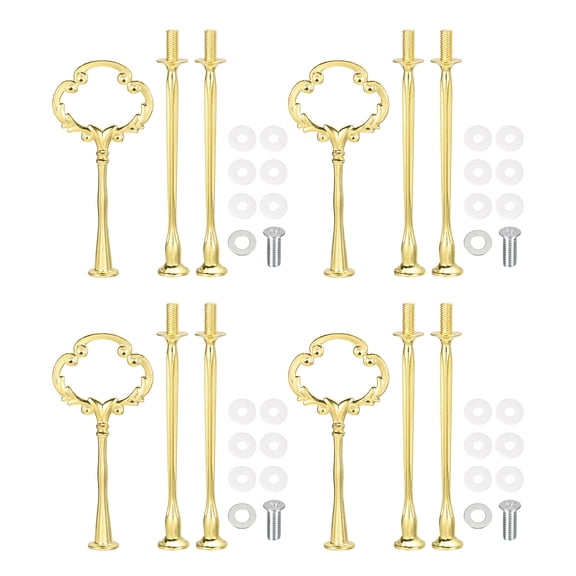 Uxcell 4 Set Cake Tray Stand Handle Plate Hardware Fitting, 3-Tiers Mini Sunflower Gold