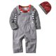 thumbnail image 1 of Conjunto De Ropa De Mono Mameluco A Rayas De Manga Larga Para Bebés Y Niños De 3 Piezas Con Sombrero (18-24 Meses) Gris, 1 of 1