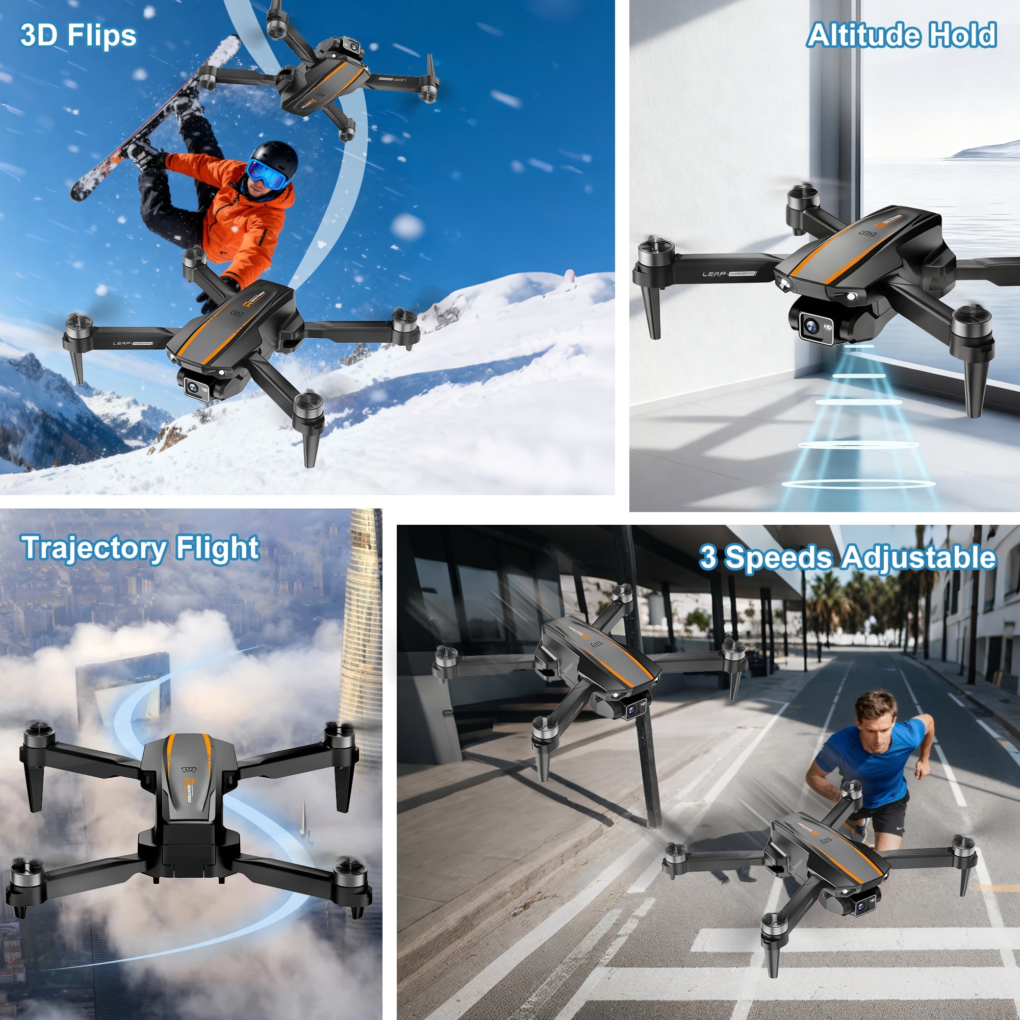 Ourlife Foldable FPV Drone with Dual Cameras, VR Goggles 2.4" Display, Brushless Motor, Obstacle Avoidance RC Quadcopter