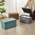 thumbnail image 2 of VECELO 24" Collapsible Srorage Ottoman, Linen Big Storage Bench Footrest Stool, Folding Use for Bedroom Living Room, Brown, 2 of 12