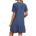 thumbnail image 5 of MOSHU Crew Neck Dresses for Women Short Sleeve Women Dresses Casual Swing Babydoll Midi Dress with Pockets, 5 of 12