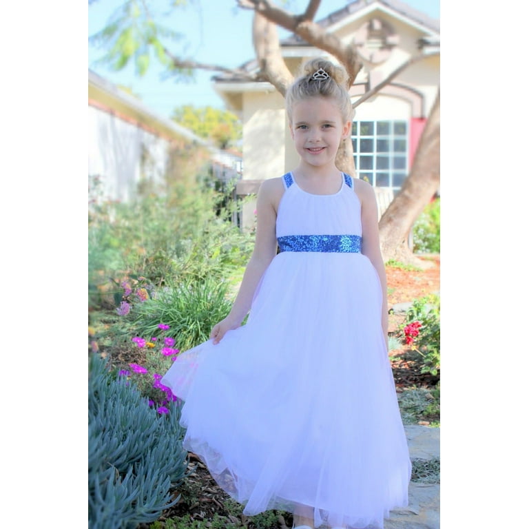 EkidsBridal Cross Straps A Line Tulle Flower Girl Dresses Special Occasion Dresses Baptism Dresses Dance Dress 173