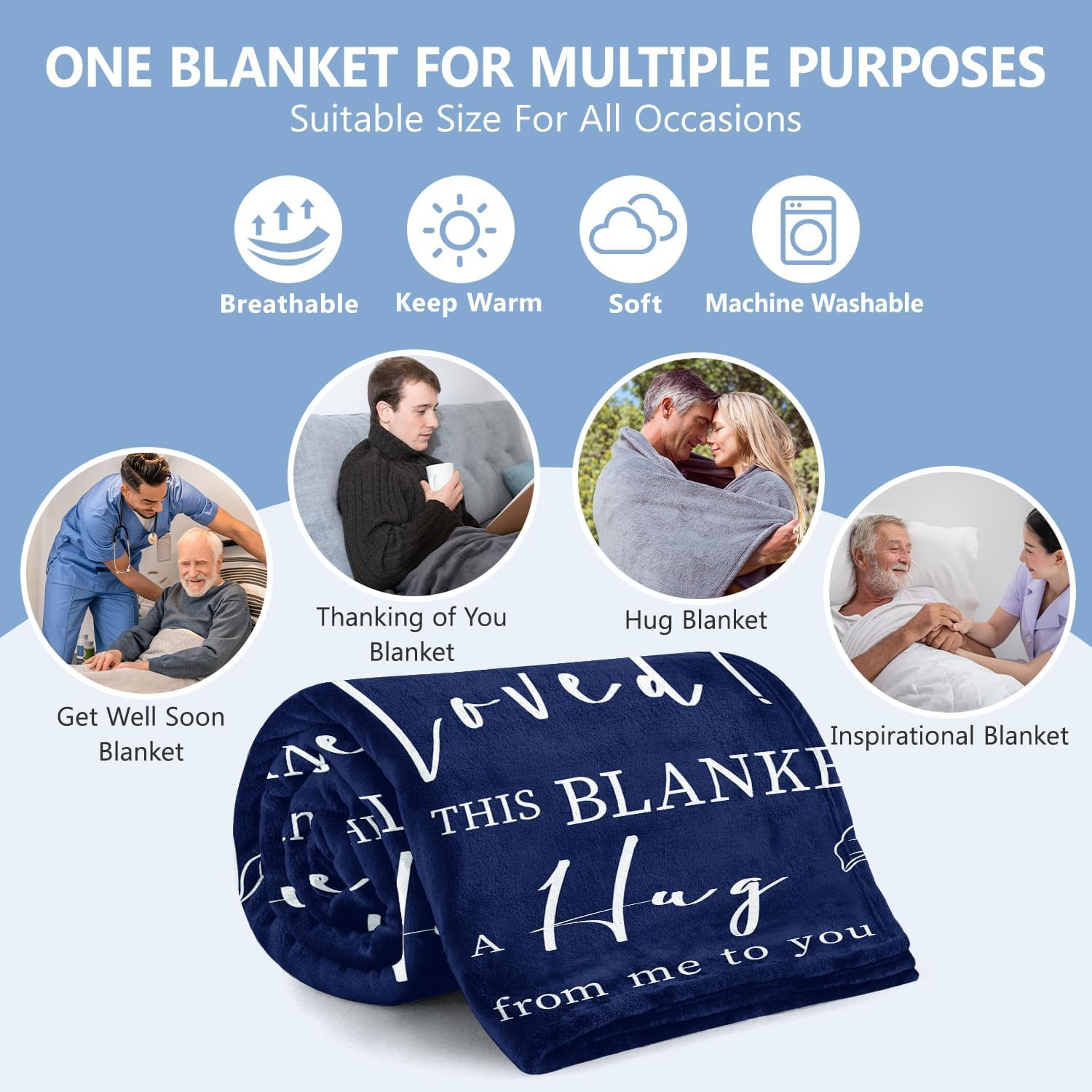 Get Well Gifts for Men & Women Get Well Blanket Thinking of You Inspirational Gifts for Him After Surgery Cancer Care Gifts for Men Chemo Healing Blanket for Friends Boy Dad Brother 50“x60”