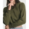 thumbnail image 3 of Real Essentials 3 Pack: Women's Fleece Cropped Sweatshirt - Long Sleeve Crew Neck Crop Top (Available in Plus Size), 3 of 6