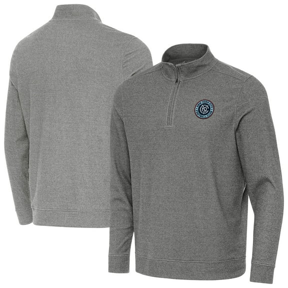 Men's-Antigua  Heather Black New York City FC Subtle Quarter-Zip Pullover