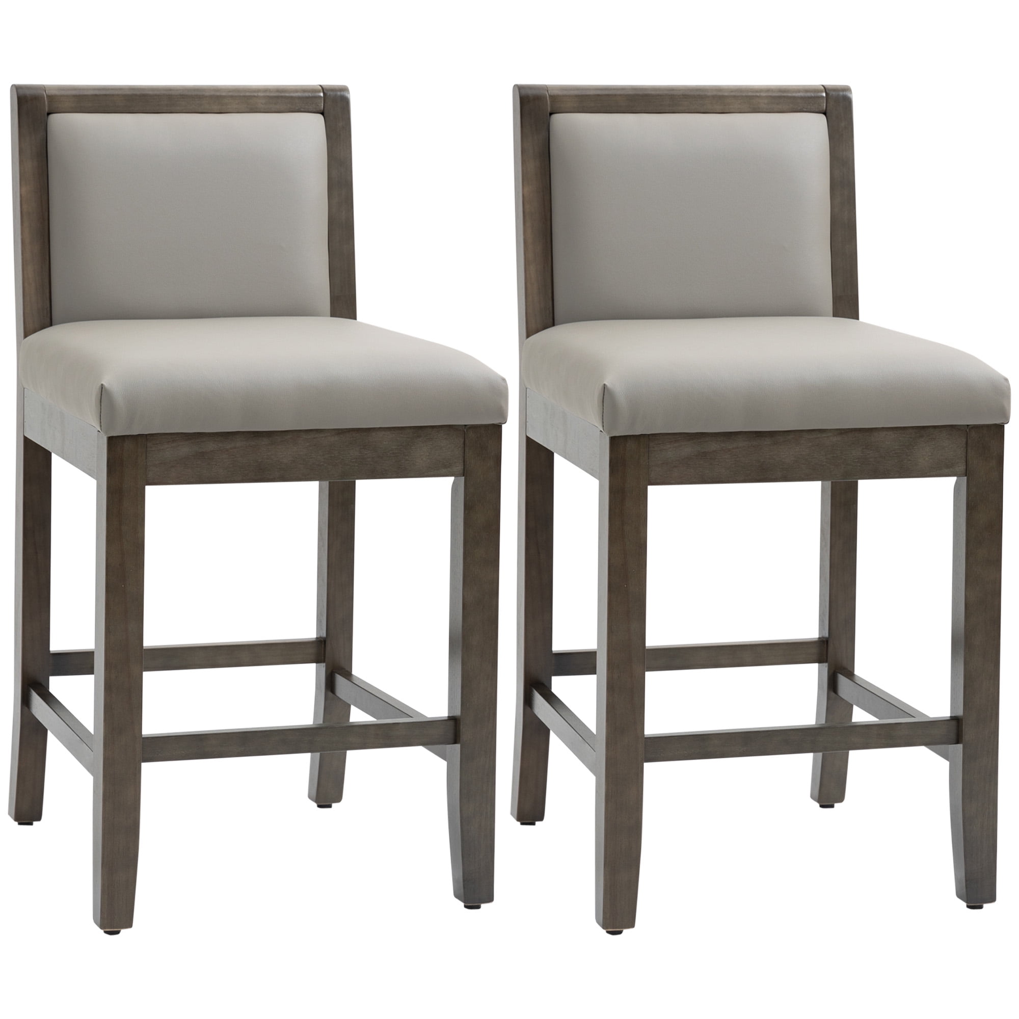 25.5" Counter Height Bar Stools Set of 2, PU Leather Kitchen