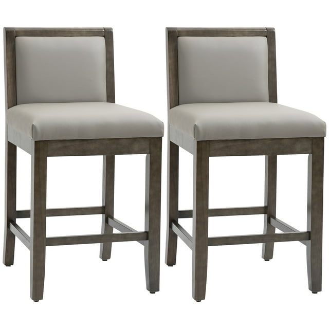 25.5" Counter Height Bar Stools Set of 2, PU Leather Kitchen
