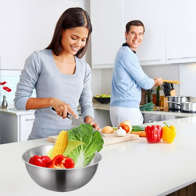 Meitianfacai Stainless Steel Mixing Bowl Set Home Fridge Kitchen Food Storage Organiser Green Reusable Heavy Duty