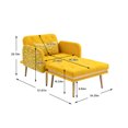 thumbnail image 7 of Accent Chair with Ottoman, Velvet Chaise Lounge Chair Indoor with Pillow Adjustable Backrest, Lounge Sofa Tufted Recliner Couch Solid Metal Legs for Bedroom Apartment Living Room (Yellow), 7 of 7
