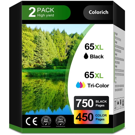 65XL Ink Cartridges Compatible for HP 65XL Ink Cartridges Laserjet 3755 3772 Envy 5052 5058 DeskJet 2622 2624 2652 2655 （2 Pack）