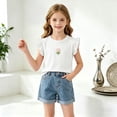 thumbnail image 3 of Girls Short Sleeve T Shirts Cute Little V Neck Tops Kids Summer Casual Blouses Clothes 6-12 Months 12-24 Months 2t 3t 4t 5t 6t 7t 8t 9t Children, 3 of 5