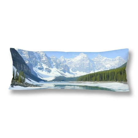 ABPHOTO Moraine Lake Under The Ice Banff National Park Canada Body Pillow Covers Case Protector 20x60