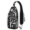 thumbnail image 1 of Gothic Starry Night Crossbody Backpack with Lunar Eclipse & Astral Elements, Lightweight Travel Daypack with Adjustable Shoulder Strap, Durable Design for Students, Office, Outdoor Use, 1 of 6