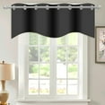 thumbnail image 4 of Blackout Curtain Valances Solid Rod Pocket Scalloped Valances Short Curtain Panels for Kitchen Window/Bedroom/Barthroom, 52" x 18" Inches, 4 of 8