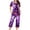 Purple, variant on Tnhcen Halloween Women's 2-Piece Print Pajamas Set Short Sleeve Capri Pants Nightwear Set with Pockets S-3XL