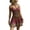 Wine, variant on Ahabrexf Sundress with Spaghetti Strap V-Neck Bohemian Print Sleeveless Ruffle Hem Mini Dress for Summer