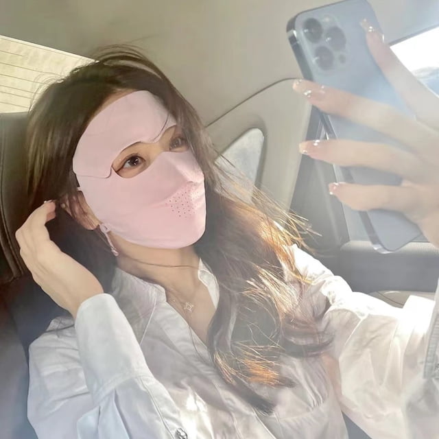 Máscara de protección solar para el rostro Kini Ice Silk para mujer, protección UV, verano, transpirable, fina, para conducir, montar, cubierta protectora para todo el rostro