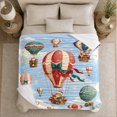 thumbnail image 5 of Whimsical Holiday Hot Air Balloon Scene Cheerful Festive, Festive Holiday Scene, Warm Flannel Blanket for Cabin and Lodge, Art Lovers Christmas Gift, Festive Home Decor, 5 of 9
