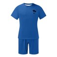 thumbnail image 5 of Men's Spring Summer 2-Piece Outfit, Casual Muscle Fit Short Sleeve Tee and Classic Fit Sport Shorts, Lightweight Tracksuit For Sports and Leisure,Blue,5XL, 5 of 6