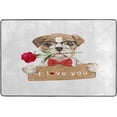 thumbnail image 4 of SKYSONIC Cute Dog Valentines Rose Non-Slip Area Rug, I Love You Wooden Floor Carpet Comfort Floor Mats Decor for Indoor Front Porch,Living Room, Bedroom,Kitchen,72"x48", 4 of 5