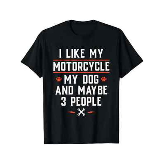 Velto Biker T-Shirt for Men - 'I Like My Motorcycle, My Dog & Maybe 3 People' Gr All Size S-5XL