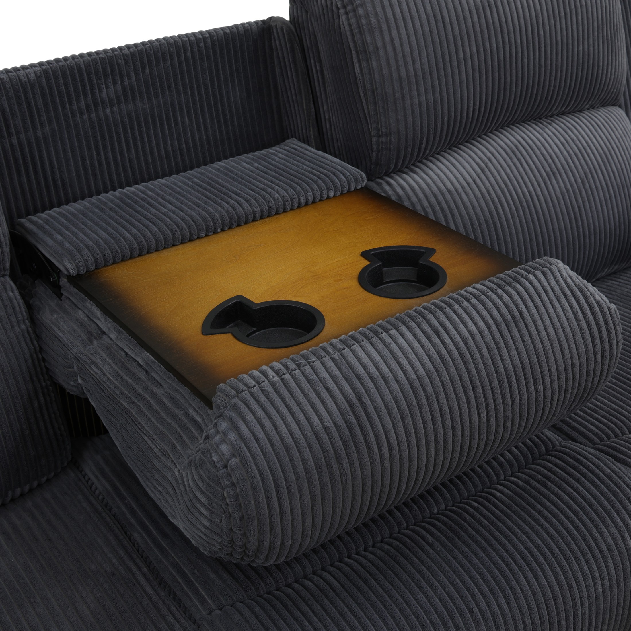 Aukfa 3 Seater Recliner Sofa Chair with Cupholder for Living Room, Home Theater Seating, Black