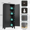 thumbnail image 3 of Metal Pantry Cabinet, Kitchen Storage Cabinets with 2 Doors and Adjustable Shelves for Kitchen, Living Room, Dining Room, Bathroom (Black, 61.02" H x 27.55" W x 13.78" D), 3 of 12