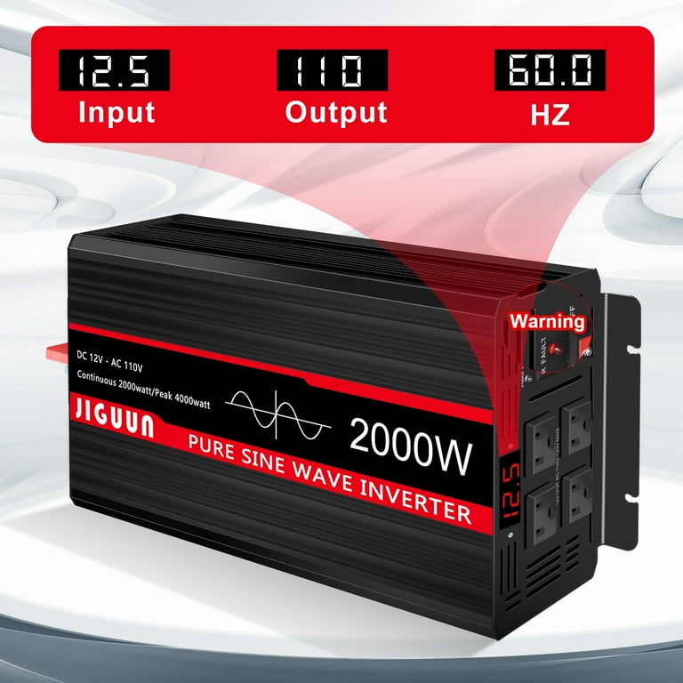 GIANDEL Inversor de Corriente 2000W Onda Sinusoidal Pura con Potencia Pico 4100W