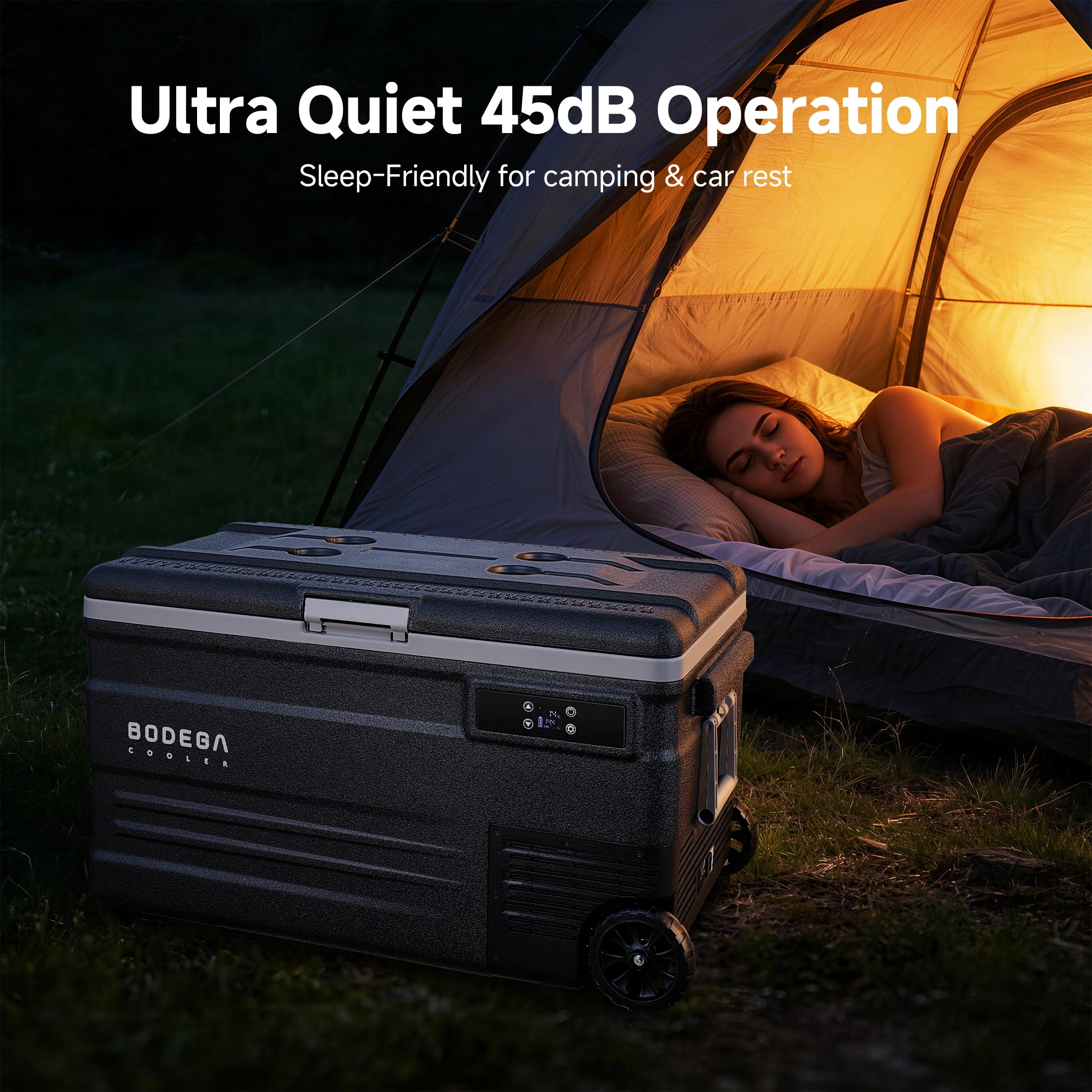 BODEGA U75  12 Volt Car Refrigerator 80 Quarts 75L Portable Car Fridge 12V/24V DC & 100-240V AC for RV, Travel,  Camping, Car Fridge Freezer
