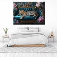 thumbnail image 3 of Mudket Framed Leopard on Teal Sofa with Pink Flowers Canvas Wall Art, Elegant Leopard Print Wall Decor, Trendy Animal Wall Art Ready to Hang - 12"L x 8"W, 3 of 10