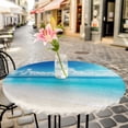thumbnail image 6 of Coastal Beach Round Tablecloth for 36-44 Inch Tables,Fitted Table Cover with Elastic Edge,Modern Ocean Wave Sea Nautical Sky Blue Waterproof Outdoor Table Cloth Protector for Patio Garden Dinner, 6 of 9