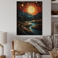 thumbnail image 2 of Designart "Sunset Pastoral Mystic Forest River III" Landscape & Nature Print on Natural Pine Wood, 2 of 5