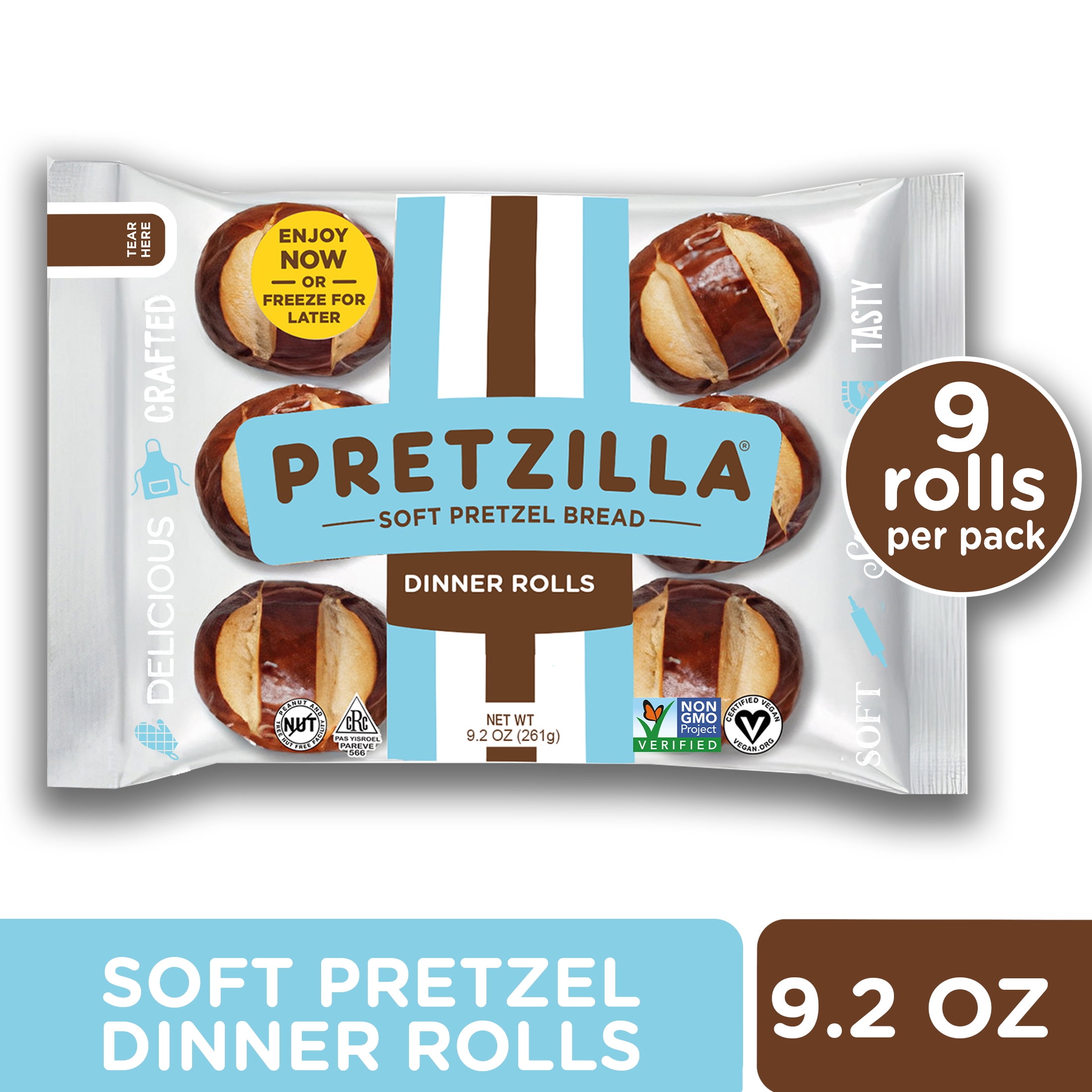 PRETZILLA Soft Pretzel Dinner Rolls, 9 rolls
