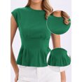 thumbnail image 2 of DARING DIVA Women's Peplum Cap Sleeve Crew Neck Business Work Blouse Tops XL Deep Green, 2 of 6