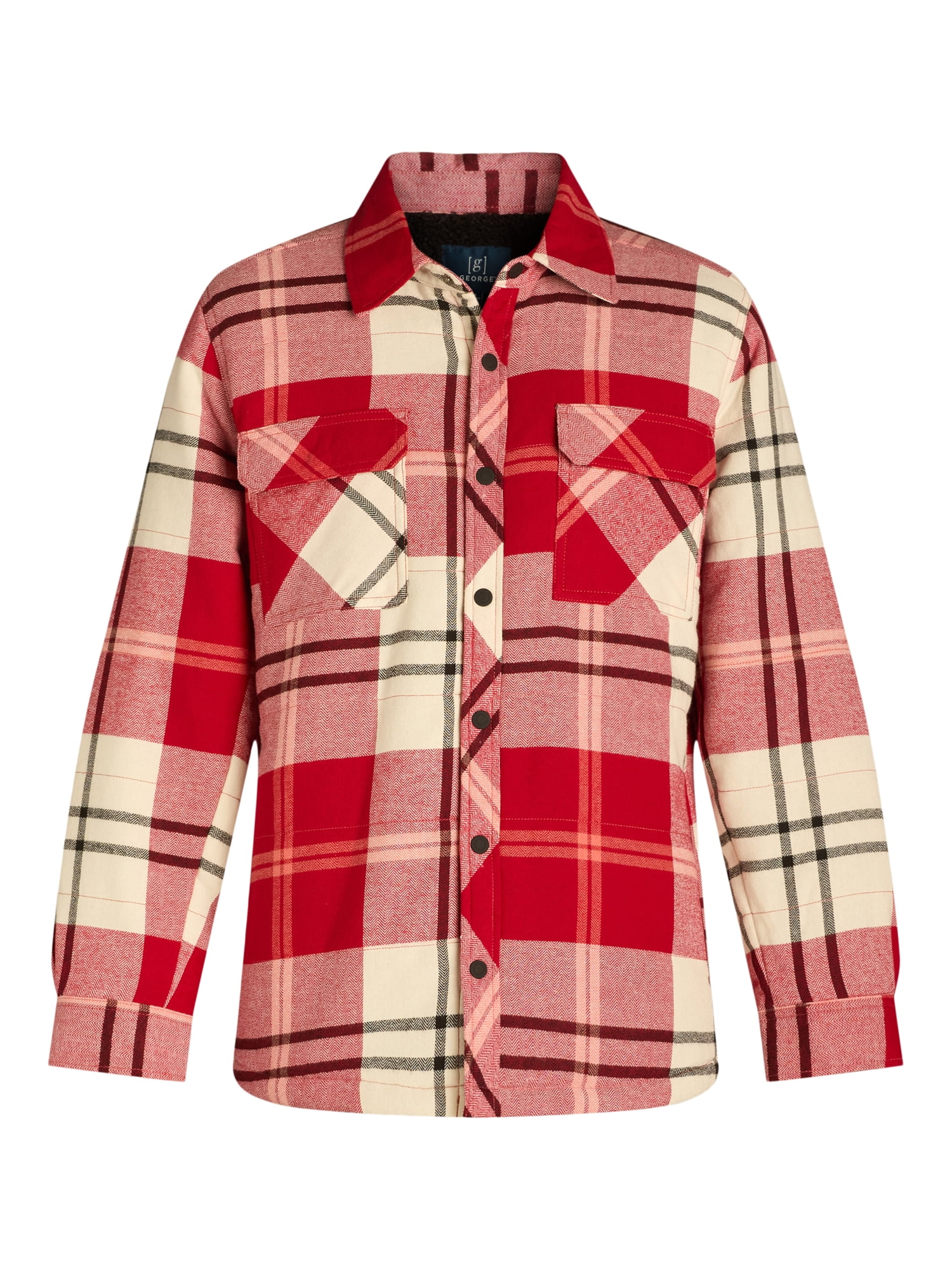 George Men's & Big Men's Fleece Lined Flannel Shirt Jacket, Sizes S-3XL