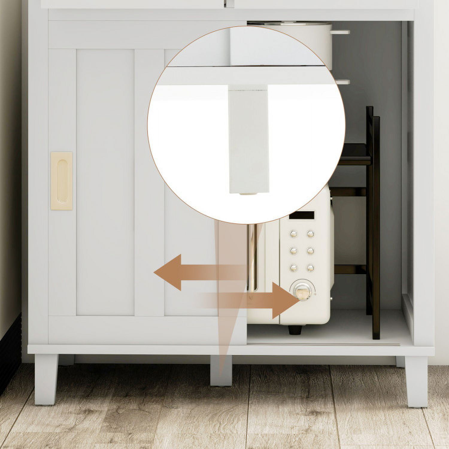 Finihen Kitchen Storage Cabinet, Buffet Sideboard, Freestanding Kitchen Pantry with Hutch Sliding Door and Drawer, for Dining Room, Kitchen, Living Room, White Finihen Kitchen Storage Cabinet, Buffet Sideboard, Freestanding Kitchen Pantry with Hutch Sliding Door and Drawer, for Dining Room, Kitchen, Living Room, White