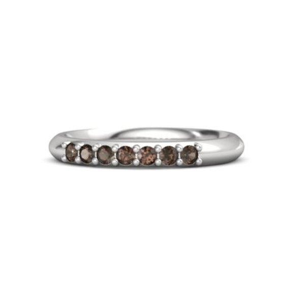 Brown Smoky Quartz Half Eternity Dainity Band Ring 925 Sterling Silver Ring Thanksgiving Gift Valentine Gift Women Gift Size US- 4