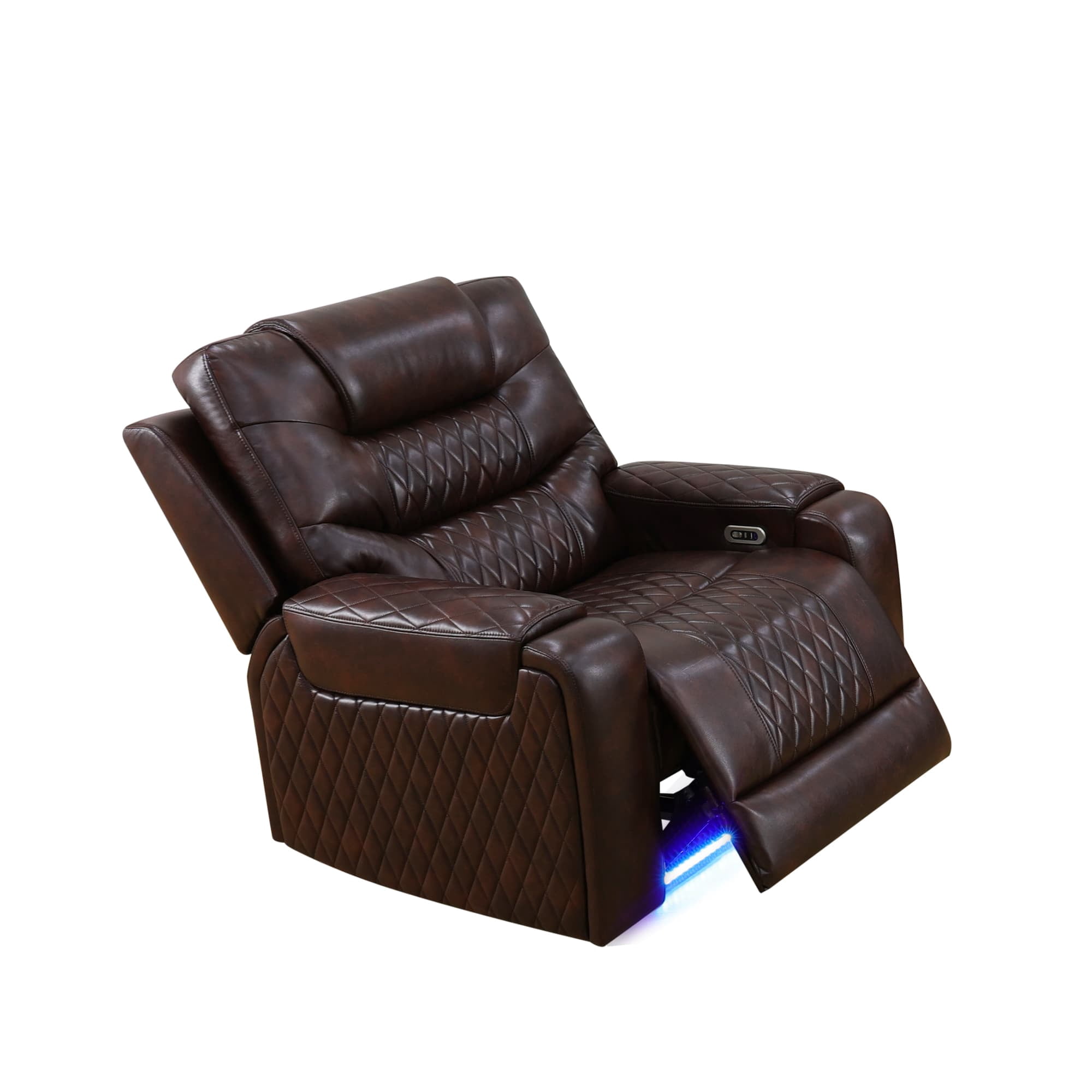 MAYEERTY Power Recliner Chair, Electric Leather Reclining Chair with USB Charging, Adjustable Backrest for Living Room, Brown