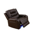thumbnail image 2 of MAYEERTY Power Recliner Chair, Electric Leather Reclining Chair with USB Charging, Adjustable Backrest for Living Room, Brown, 2 of 7